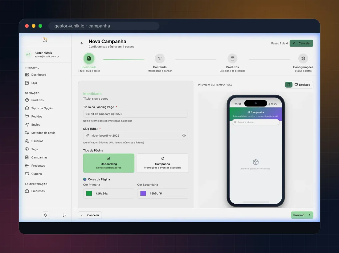 Fluxo da plataforma — Do CRM ao prêmio, automático